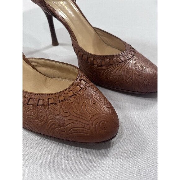 Cole Haan Classic Tan Round Toe Italian Leather Pumps Heels Shoes 9.5 - Picture 3 of 9